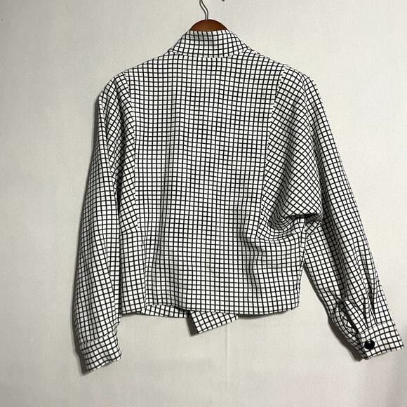 Cabi Grid Print Asymmetrical Button Up Jacket Blazer High Neck - Size‎ XS - Picture 5 of 9